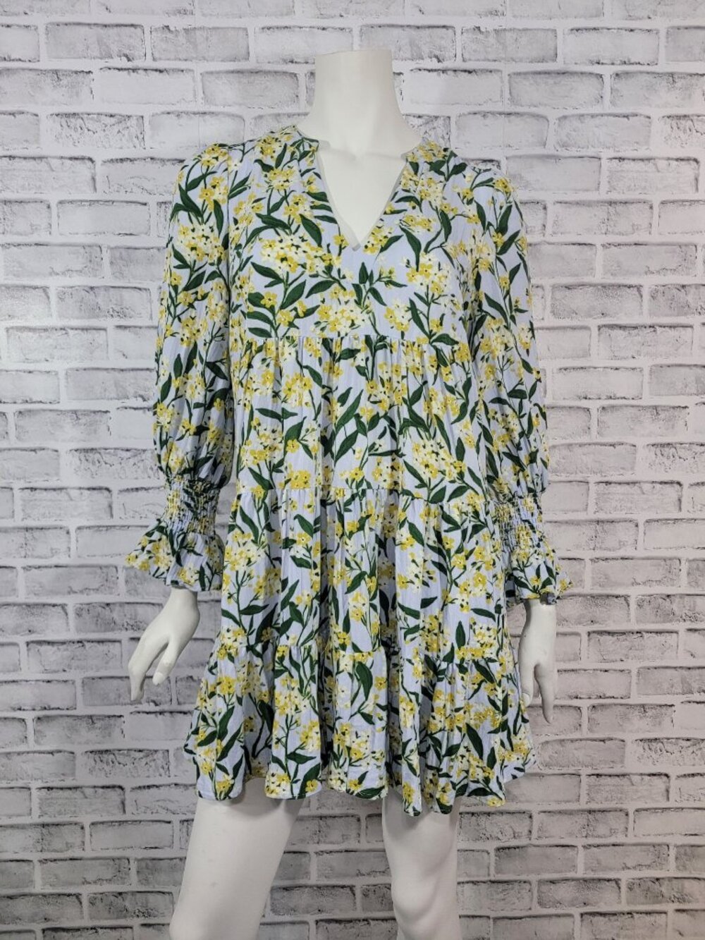Tuckernuck Pomander Place Kenzo Blue Babydoll Dress Yellow Floral Size Small